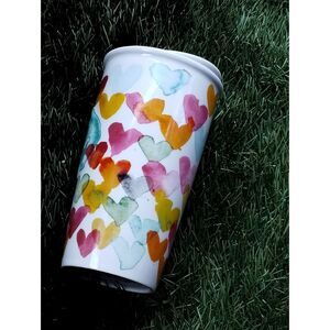 Starbuck Ceramic Hearts Travel Coffee Mug Tumbler 10 oz